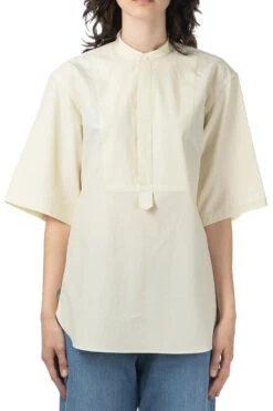 WASHED FINX TWILL HALF SLEEVED Pullover SHIRT - Light Yellow -VogueWard Store AURALEE WASHED FINX TWILL HALF SLEEVED Pullover SHIRT Light Yellow A24SS05TN 02