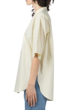 WASHED FINX TWILL HALF SLEEVED Pullover SHIRT - Light Yellow -VogueWard Store AURALEE WASHED FINX TWILL HALF SLEEVED Pullover SHIRT Light Yellow A24SS05TN 03