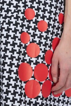 Print Pinwheel Pattern X Red Polka Dots Dress -VogueWard Store Comme Des Garcons Comme Des Garcons Print pinwheel Pattern x Red polka dots Dress RM T020 51 06