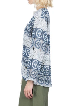 Cutaway Jacket - Blue Grey Polyester Crochet -VogueWard Store Engineered Garments Cutaway Jacket Blue Grey Polyester Crochet 24S1WD006 IB003 03