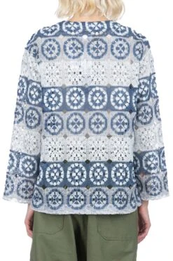 Cutaway Jacket - Blue Grey Polyester Crochet -VogueWard Store Engineered Garments Cutaway Jacket Blue Grey Polyester Crochet 24S1WD006 IB003 04