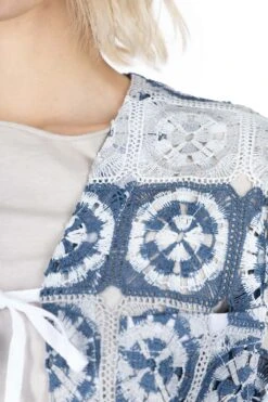 Cutaway Jacket - Blue Grey Polyester Crochet -VogueWard Store Engineered Garments Cutaway Jacket Blue Grey Polyester Crochet 24S1WD006 IB003 05