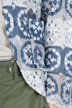 Cutaway Jacket - Blue Grey Polyester Crochet -VogueWard Store Engineered Garments Cutaway Jacket Blue Grey Polyester Crochet 24S1WD006 IB003 08