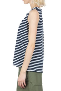 Square Neck Shirt - Navy White PC Stripe Jersey -VogueWard Store Engineered Garments Square Neck Shirt Navy White PC Stripe Jersey 24S1WB010 NL001 03