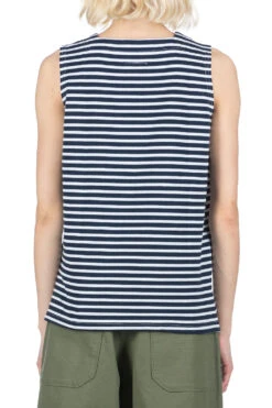 Square Neck Shirt - Navy White PC Stripe Jersey -VogueWard Store Engineered Garments Square Neck Shirt Navy White PC Stripe Jersey 24S1WB010 NL001 04