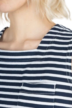 Square Neck Shirt - Navy White PC Stripe Jersey -VogueWard Store Engineered Garments Square Neck Shirt Navy White PC Stripe Jersey 24S1WB010 NL001 05