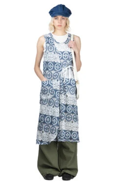 Wrap Vest Dress - Blue X Grey Poly Crochet