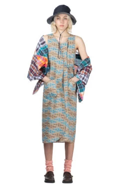 Wrap Vest Dress - Khaki CP Embroidery