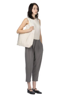 Cotton Tuck Pants - Grey -VogueWard Store Evam Eva Cotton Tuck Pants Grey E241T078 80 noe 2009
