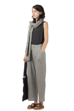 Linen Cotton Tuck Pants - Antique White -VogueWard Store Evam Eva Linen Cotton Tuck Pants Antique White E241T153 4 08