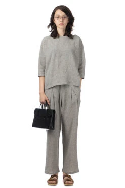 Linen Cotton Tuck Pants - Antique White -VogueWard Store Evam Eva Linen Cotton Tuck Pants Antique White E241T153 4 09