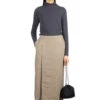 Linen Wool Skirt - Mocha -VogueWard Store Evam Eva Linen Wool Skirt Mocha V233T910 44 01