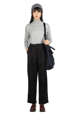 Linen Wool Wrap Pants - Black