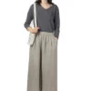 Water Linen Wide Pants - Green Haze -VogueWard Store Evam Eva Water Linen Wide Pants Green Haze E241T064 51 noe 01