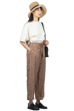 ICHI Dot Relax Pants - Mocha -VogueWard Store Ichi Dot Relax Pants Mocha 116289 08