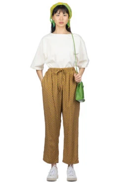 ICHI Rayon Paisley Relax Pants - Mustard