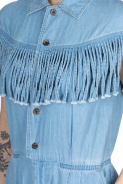 5.5oz X 8oz Denim Fringe Jumpsuit -VogueWard Store Kapital 55oz x 8oz Denim Fringe Jumpsuit K2304OP112 ac 24