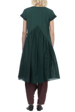 Jersey X Single Gauze AURORA Dress - Green -VogueWard Store Kapital Jersey x Single Gauze AURORA Dress Green EK 424OPA GR 04