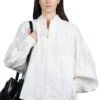 Linen Canvas Frill GYPSY Blouse - White -VogueWard Store Kapital Linen Canvas Frill GYPSY Blouse White EK 1172 WH noe 01
