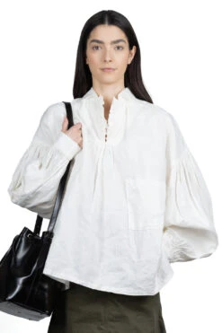 Linen Canvas Frill GYPSY Blouse - White