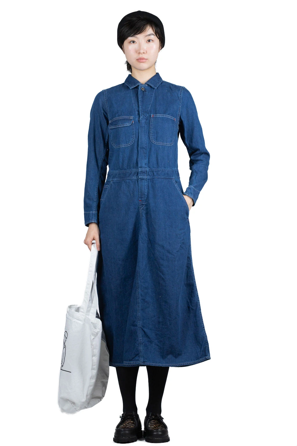 Shirt Denim All-In-One Skirt - Indigo