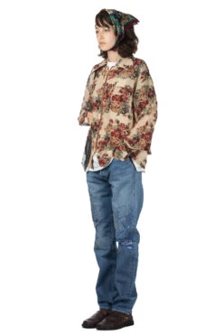 Silk Rayon CHAMPETRE MARIA DRIZZLE Open Collar Shirt - Natural -VogueWard Store Kapital Silk Rayon CHAMPETRE MARIA DRIZZLE Open Collar Shirt Natural K2403LS080 NAT 27 w