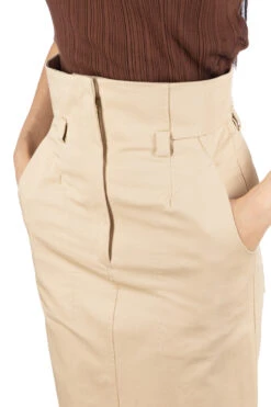 Cotton Chino Side Slit Skirt - Beige -VogueWard Store Mame Kurogouchi Cotton Chino Side Slit Skirt Beige 23PF SK709 05