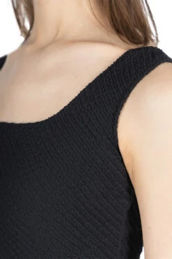 Shirring Jersey Jacquard Sleeveless Top - Black -VogueWard Store Mame Kurogouchi Shirring Jersey Jacquard Sleeveless Top Black MM24SS JS015 BLK 54