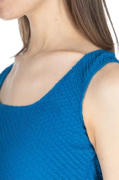 Shirring Jersey Jacquard Sleeveless Top - Blue -VogueWard Store Mame Kurogouchi Shirring Jersey Jacquard Sleeveless Top Blue MM24SS JS015 BLU 05