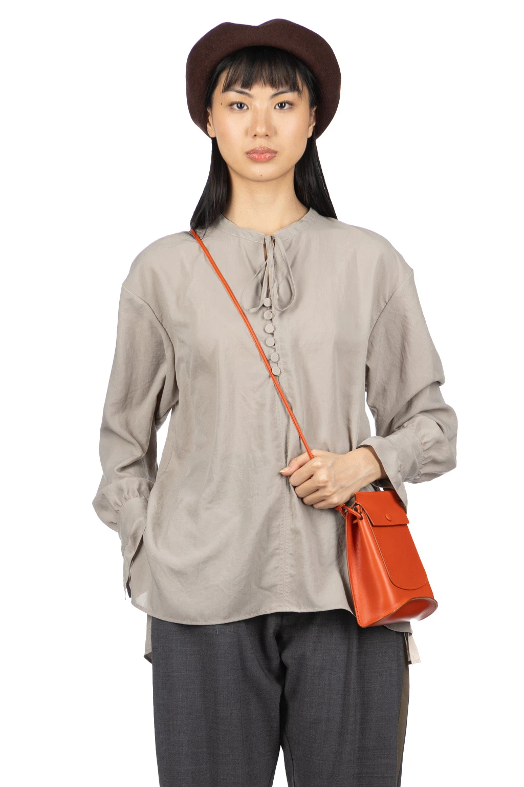 Pullover Ribbon Blouse - Grege