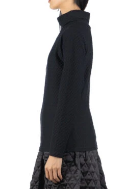 Jacquard Turtleneck Pullover - Black -VogueWard Store NARU Jacquard Turtleneck Pullover Black 650204 03