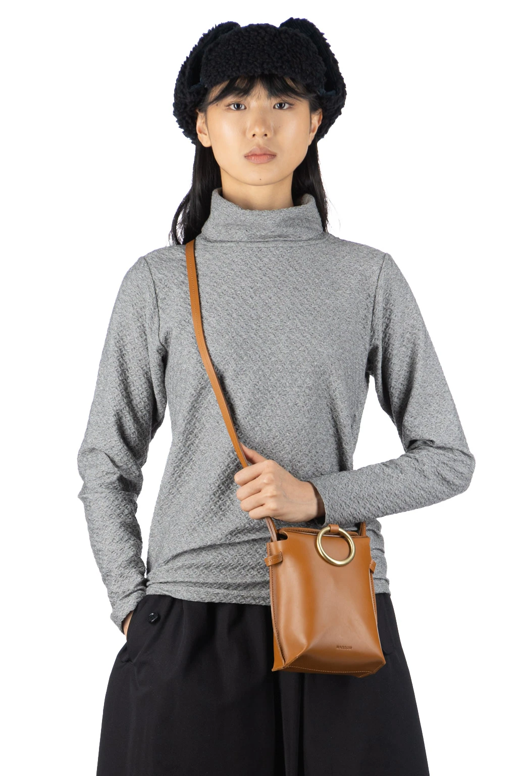 Jacquard Turtleneck Pullover - Grey