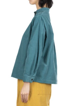 Corduroy Mao Collar Shirt - Blue Green -VogueWard Store Nachukara Corduroy Mao Collar Shirt Blue Green nk535741 03