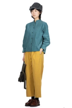 Corduroy Mao Collar Shirt - Blue Green -VogueWard Store Nachukara Corduroy Mao Collar Shirt Blue Green nk535741 06