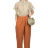 Linen 2 Tuck Pants - Orange -VogueWard Store Nachukara Linen 2 Tuck Pants Orange nk335462 01