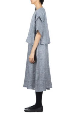 Linen Poplin Layerd Dress -VogueWard Store Nachukara Linen Poplin Layerd Dress nk335231 03