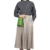 Lithania Linen Tuck Skirt - Grey 1 Lithania Linen Tuck Skirt - Grey -VogueWard Store Nofl Lithania Linen Tuck Skirt Grey 644204660 GR 01