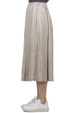 Lithania Linen Tuck Skirt - Grey -VogueWard Store Nofl Lithania Linen Tuck Skirt Grey 644204660 GR 03