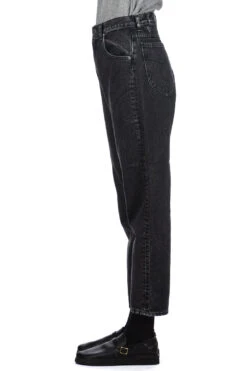 80's High Waist Tapered Denim Pants - Black Denim Stone -VogueWard Store OrSlow 80s High Waist Tapered Denim Pants Black Denim Stone 00 1011 D61S ac 03 w