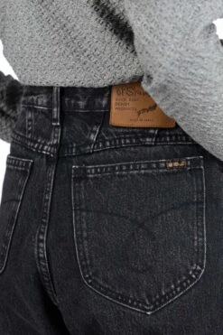 80's High Waist Tapered Denim Pants - Black Denim Stone -VogueWard Store OrSlow 80s High Waist Tapered Denim Pants Black Denim Stone 00 1011 D61S ac 05 w