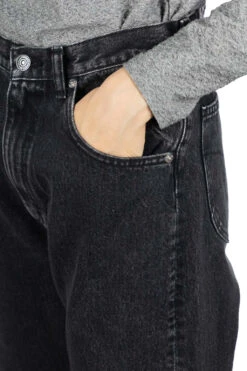 80's High Waist Tapered Denim Pants - Black Denim Stone -VogueWard Store OrSlow 80s High Waist Tapered Denim Pants Black Denim Stone 00 1011 D61S ac 06 w