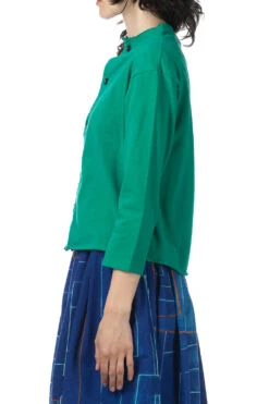 Cotton Cut Off Cardigan - Green -VogueWard Store Tigre Brocante Cotton Cut Off Cardigan Green ULJK60TBC34540 03