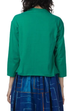 Cotton Cut Off Cardigan - Green -VogueWard Store Tigre Brocante Cotton Cut Off Cardigan Green ULJK60TBC34540 04